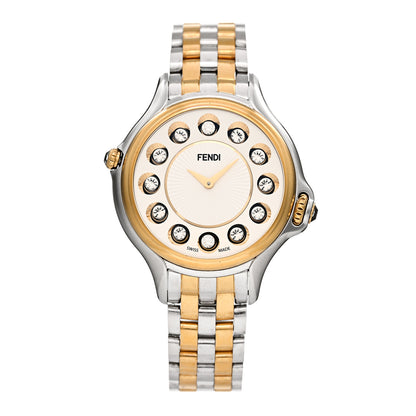 Fendi Stainless Steel Diamond Topaz 38mm Crazy Carats Two Tone Quartz Watch Silver 2 of 7