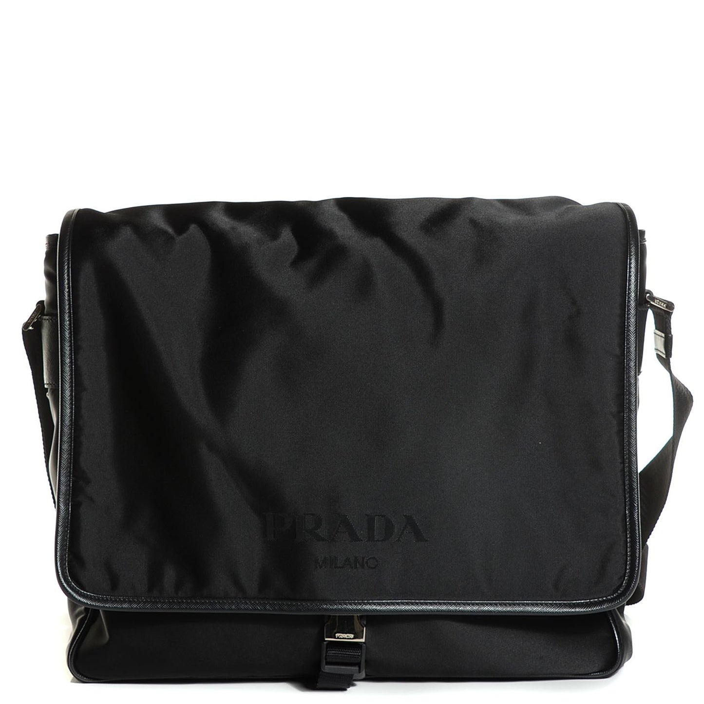 Tessuto Nylon Saffiano Messenger Satchel Black