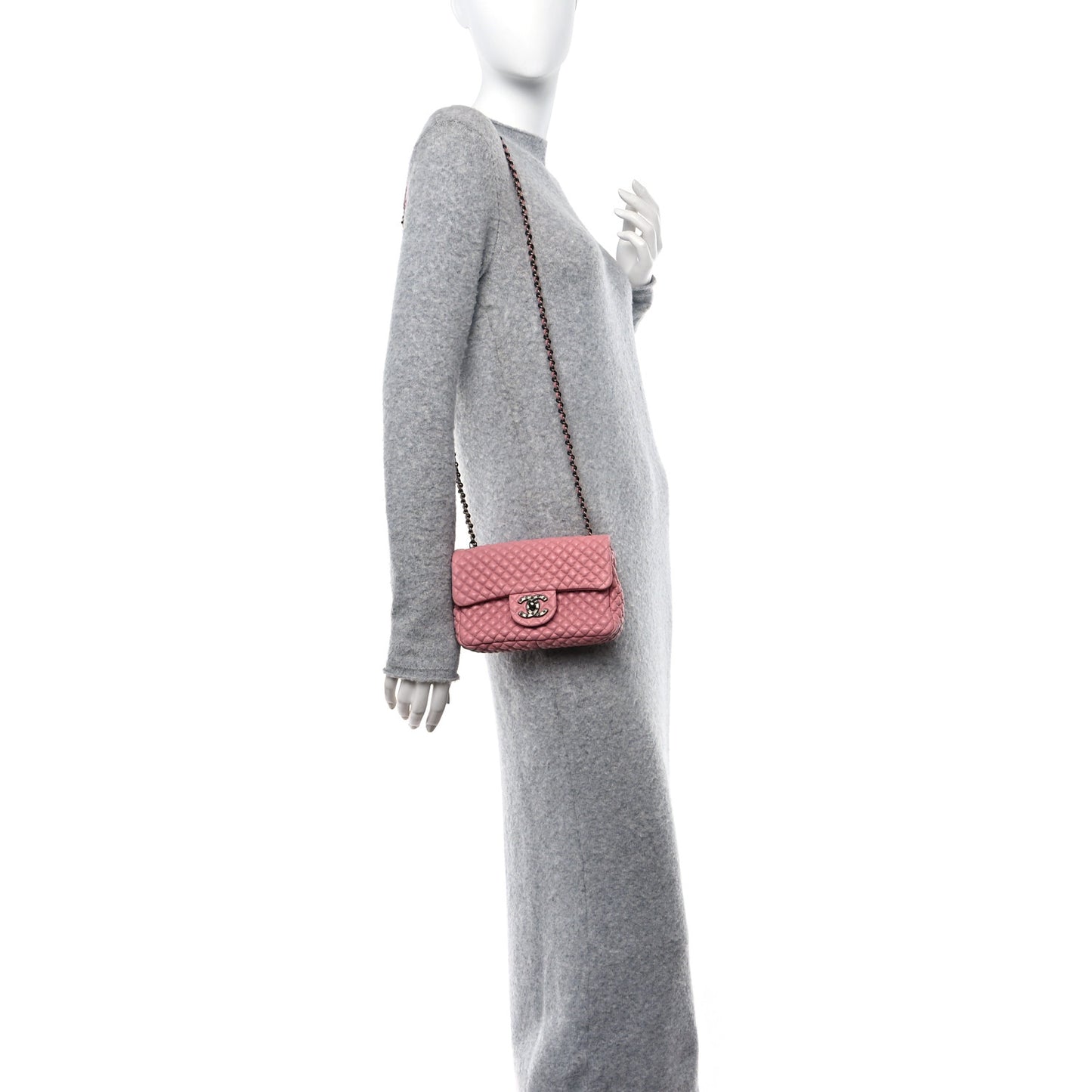 Calfskin Micro Quilted Mini Flap Pink