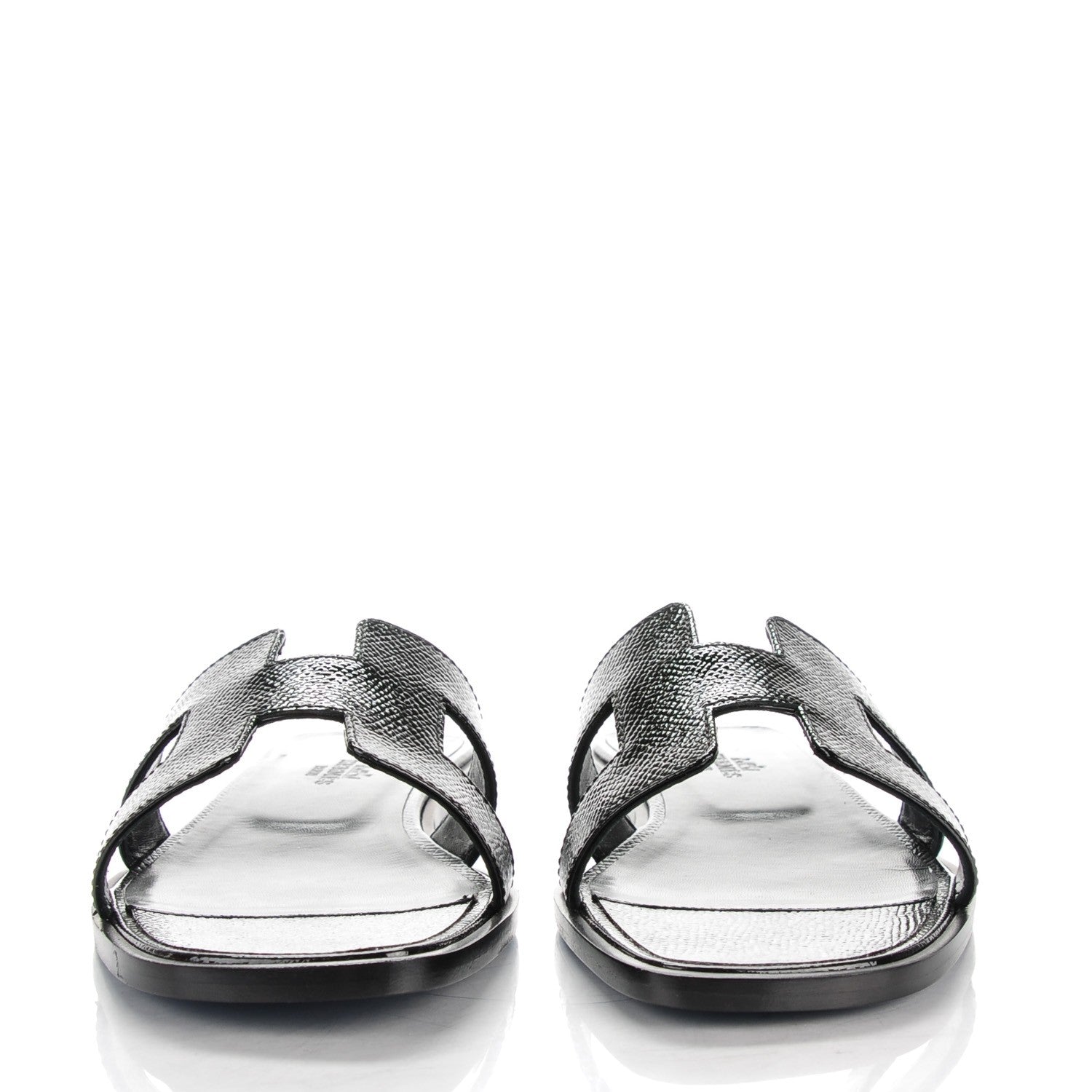 Hermes Patent Epsom Oran Sandals 36.5 Black 2 of 7