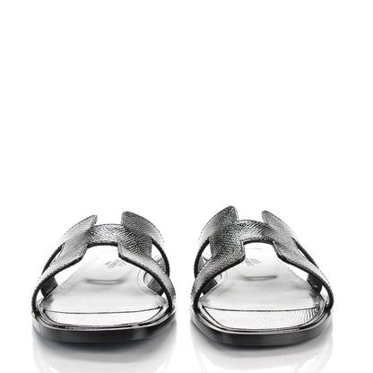 Hermes Patent Epsom Oran Sandals 36.5 Black 2 of 7