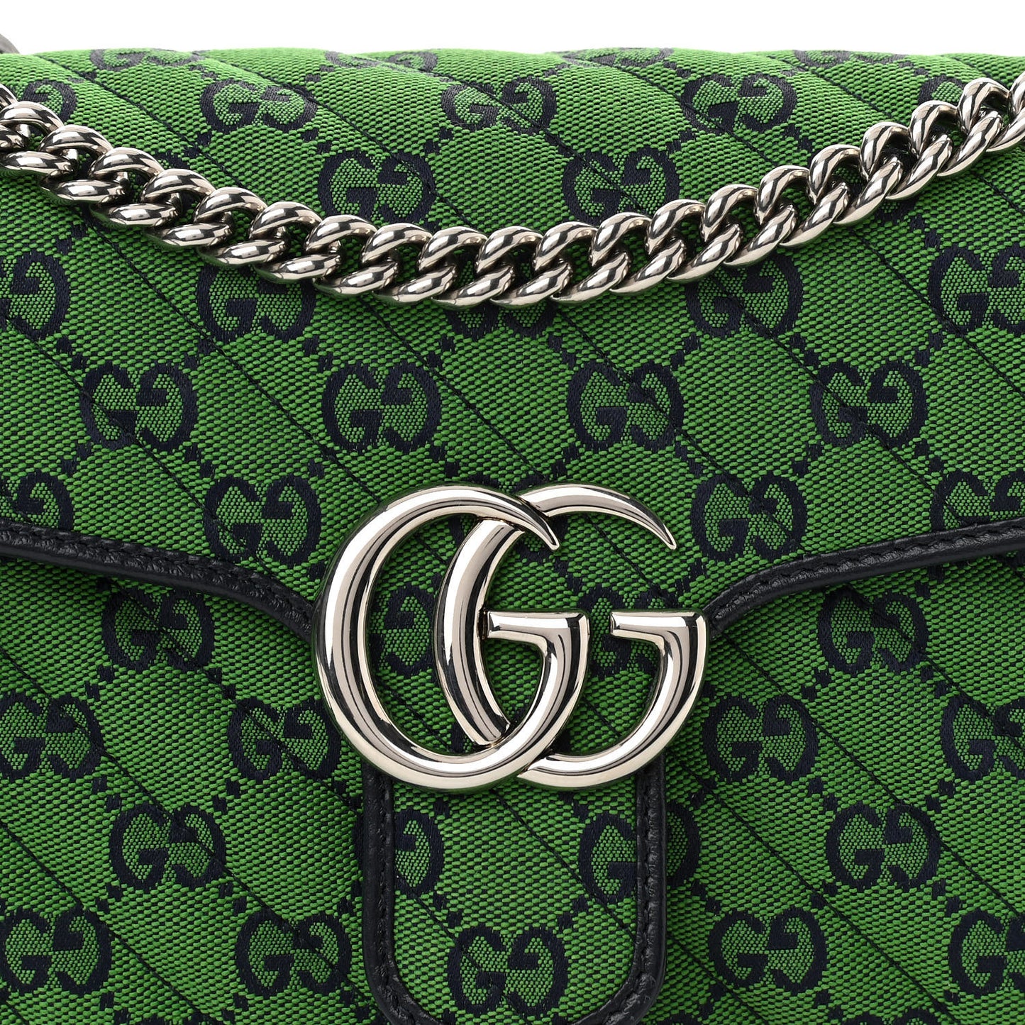 Monogram Multicolor Matelasse Diagonal Small GG Marmont Shoulder Bag Green Blue