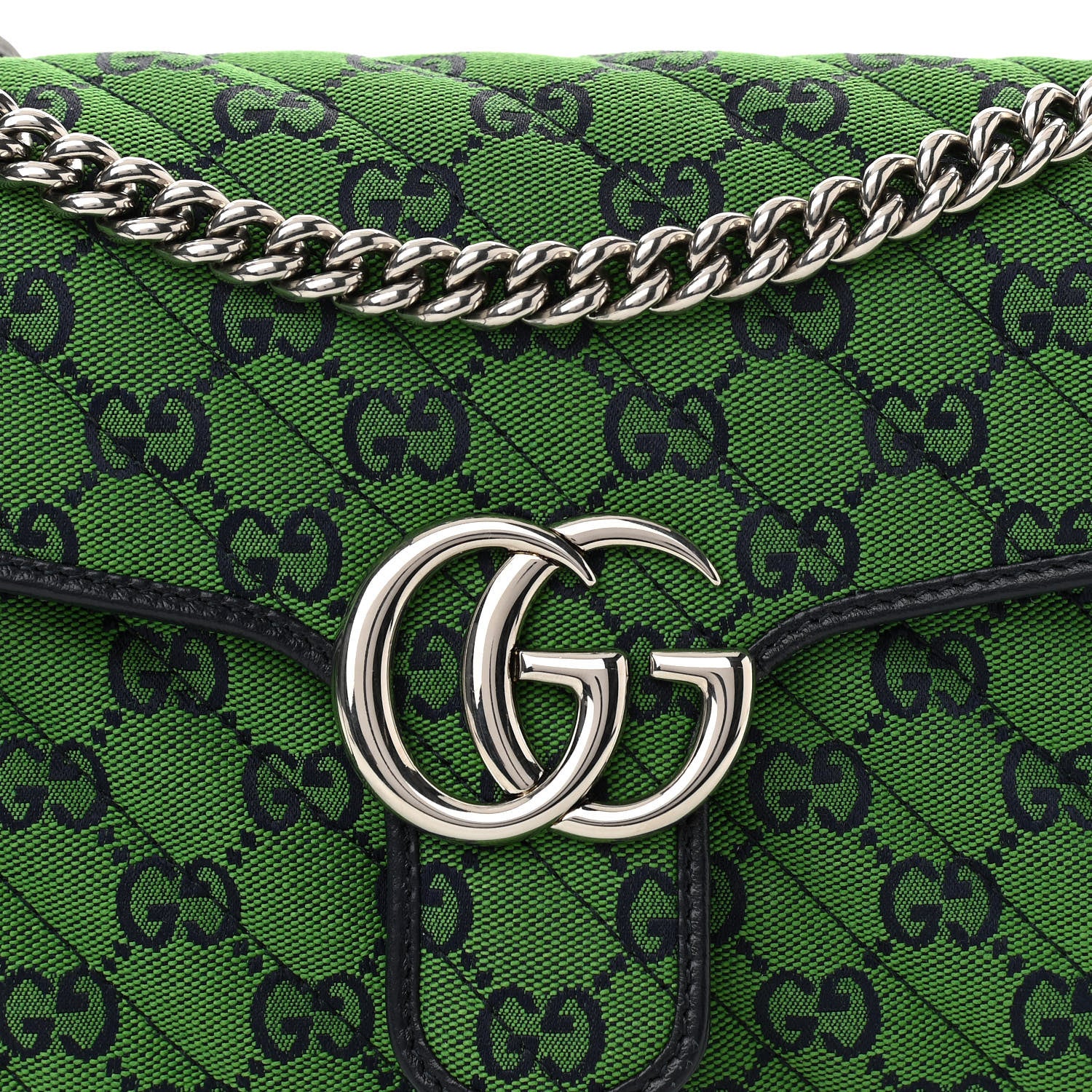 Gucci Monogram Multicolor Matelasse Diagonal Small GG Marmont Shoulder Bag Green Blue 7 of 9