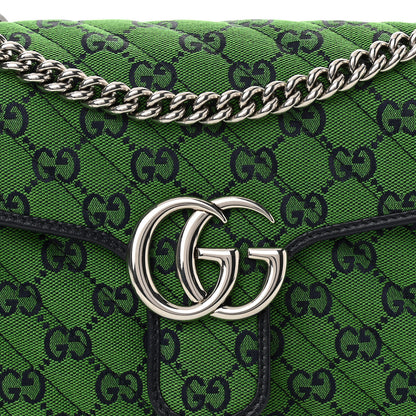 Gucci Monogram Multicolor Matelasse Diagonal Small GG Marmont Shoulder Bag Green Blue 7 of 9