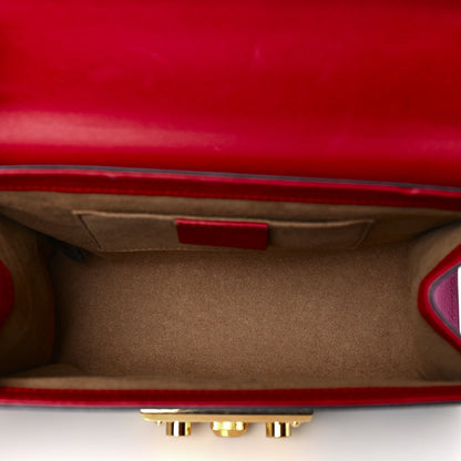 Gucci GG Supreme Monogram Calfskin Small Padlock Shoulder Bag Beige Hibiscus Red New Rosette 5 of 9