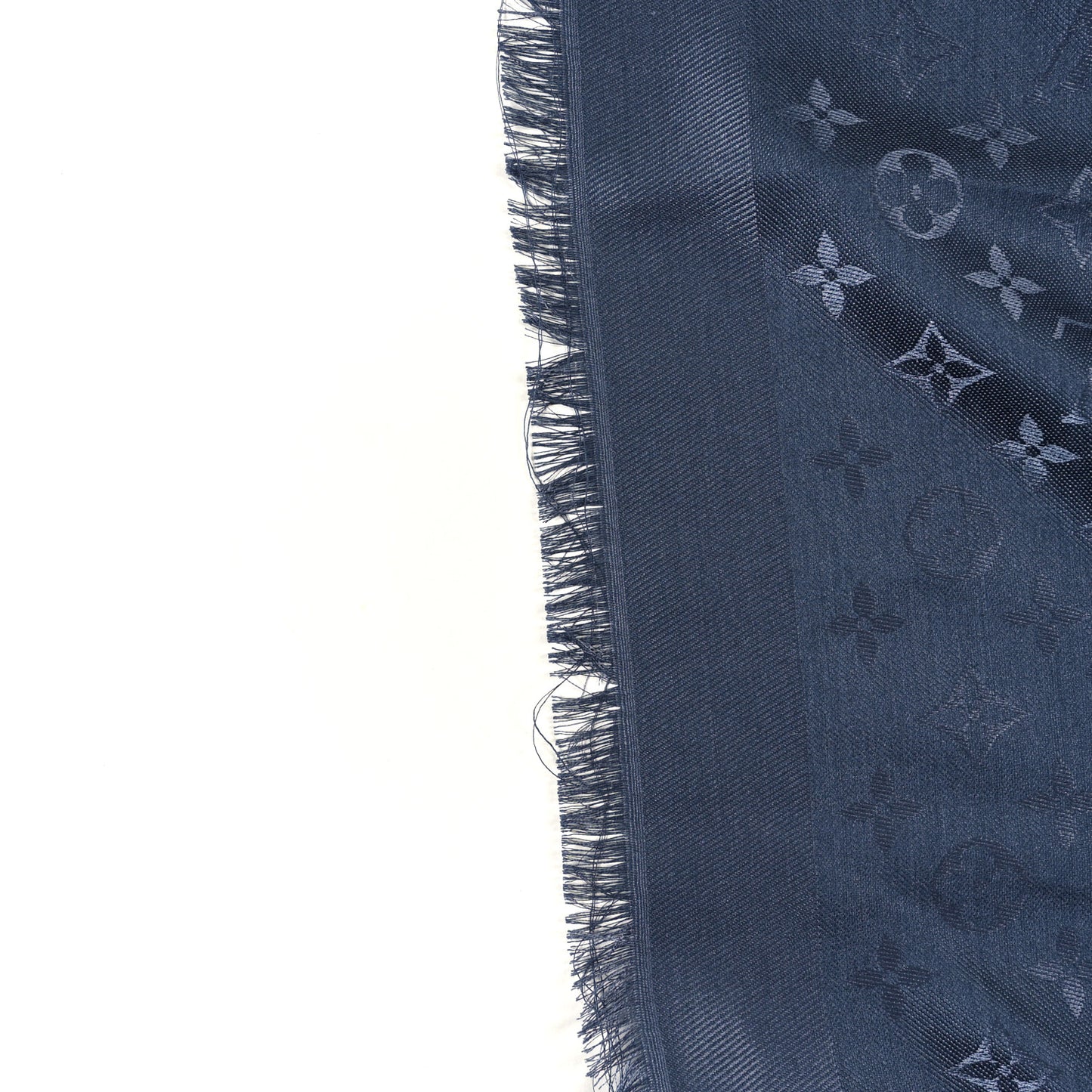 Monogram Silk Wool Shine Shawl Night Blue