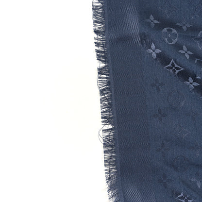Louis Vuitton Monogram Silk Wool Shine Shawl Night Blue 5 of 6