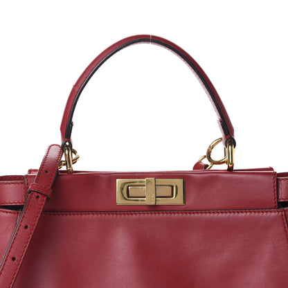 Fendi Vitello Morgan Fabric Jacquard Pequin Medium Peekaboo Iconic Satchel Mattone Tobacco Black 13 of 13