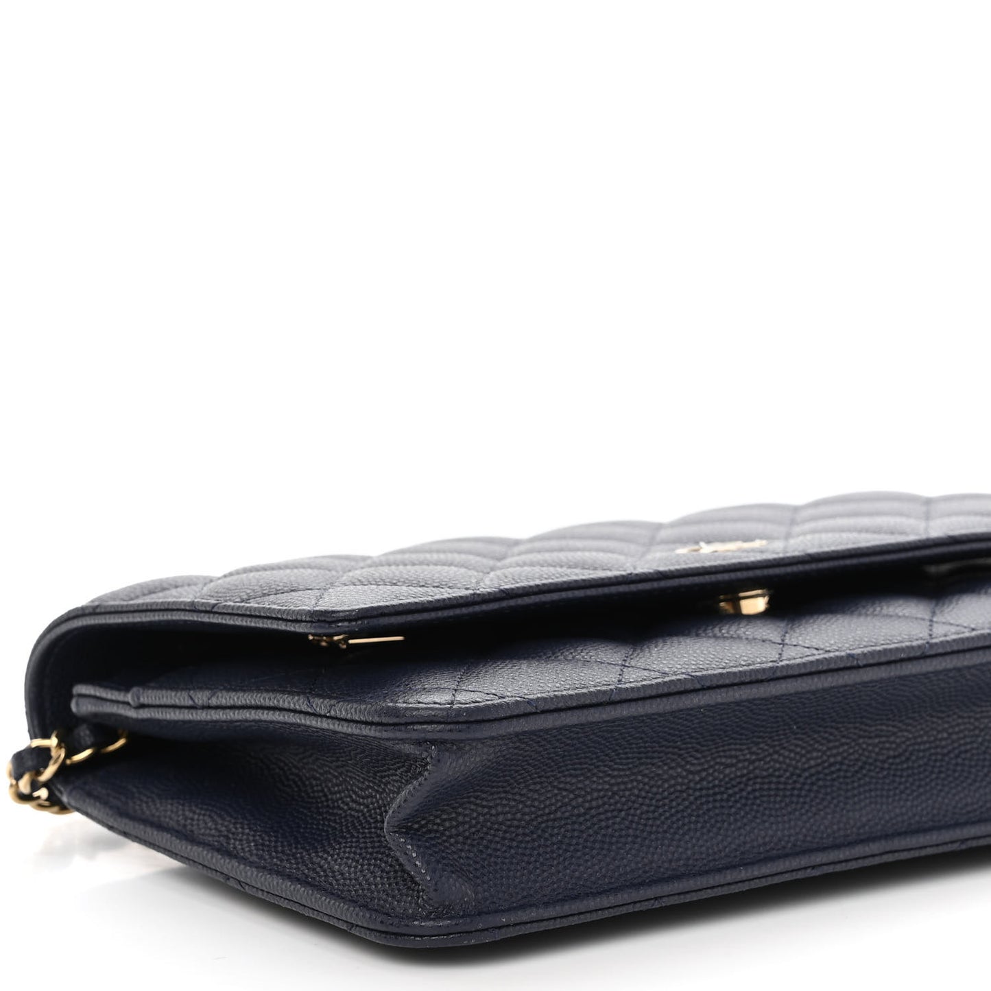 Caviar Quilted Wallet On Chain WOC Navy Blue