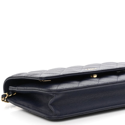 Chanel Caviar Quilted Wallet On Chain WOC Navy Blue 10 of 11