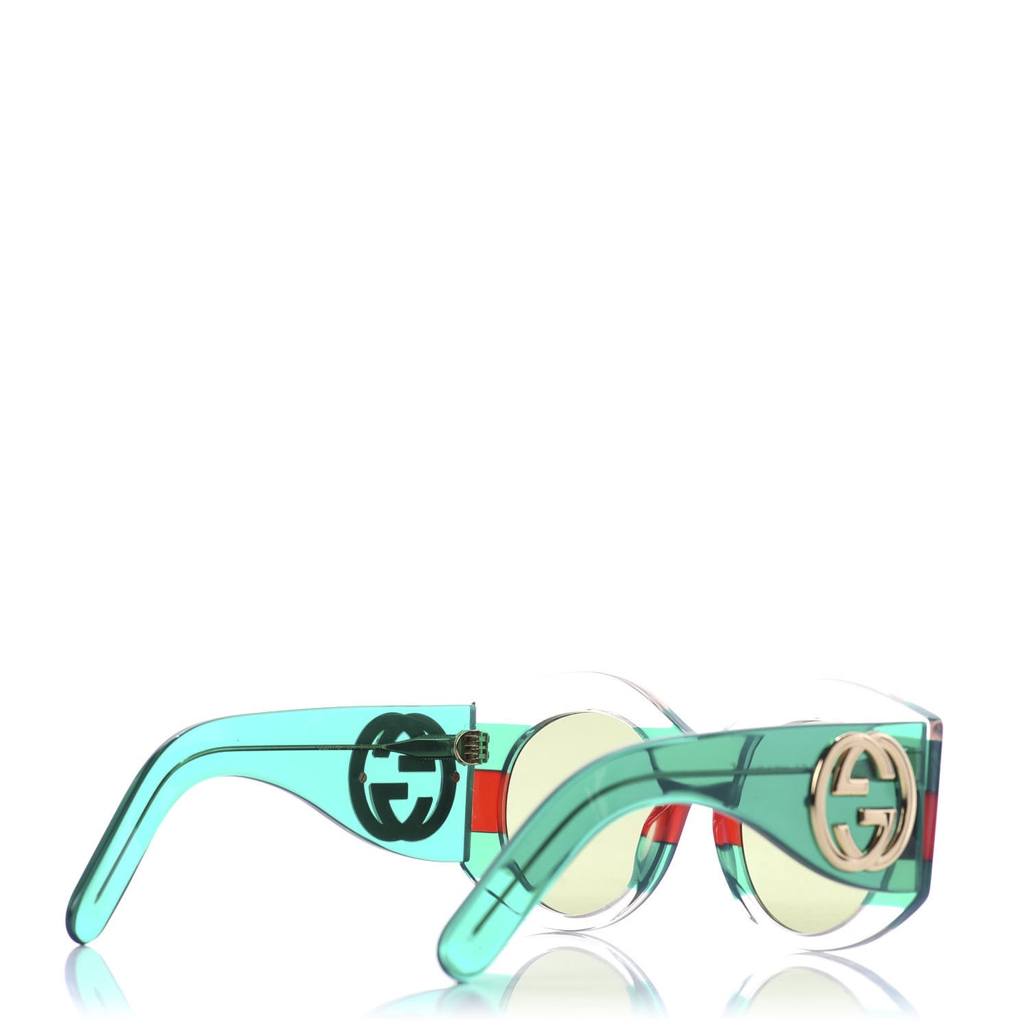 Acetate Round Frame Sunglasses GG0177S Green Red