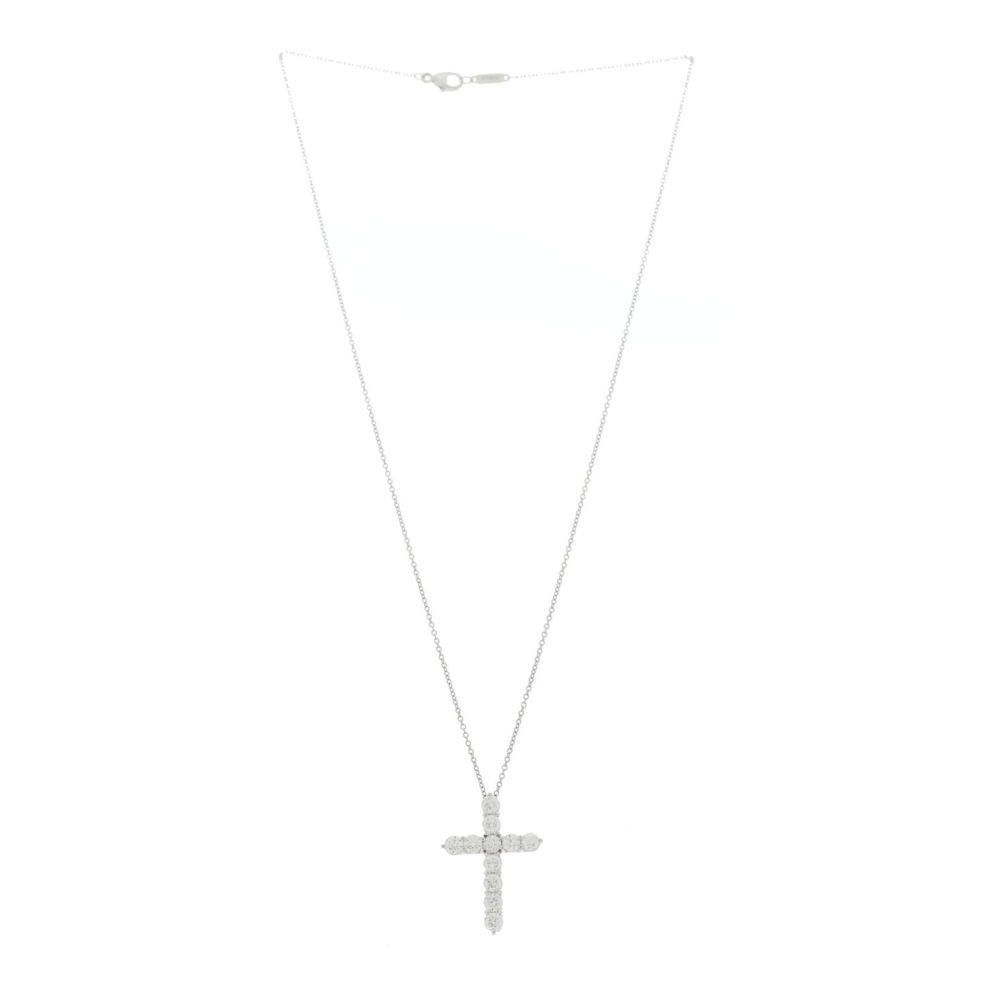 Platinum Diamond Large Cross Pendant Necklace
