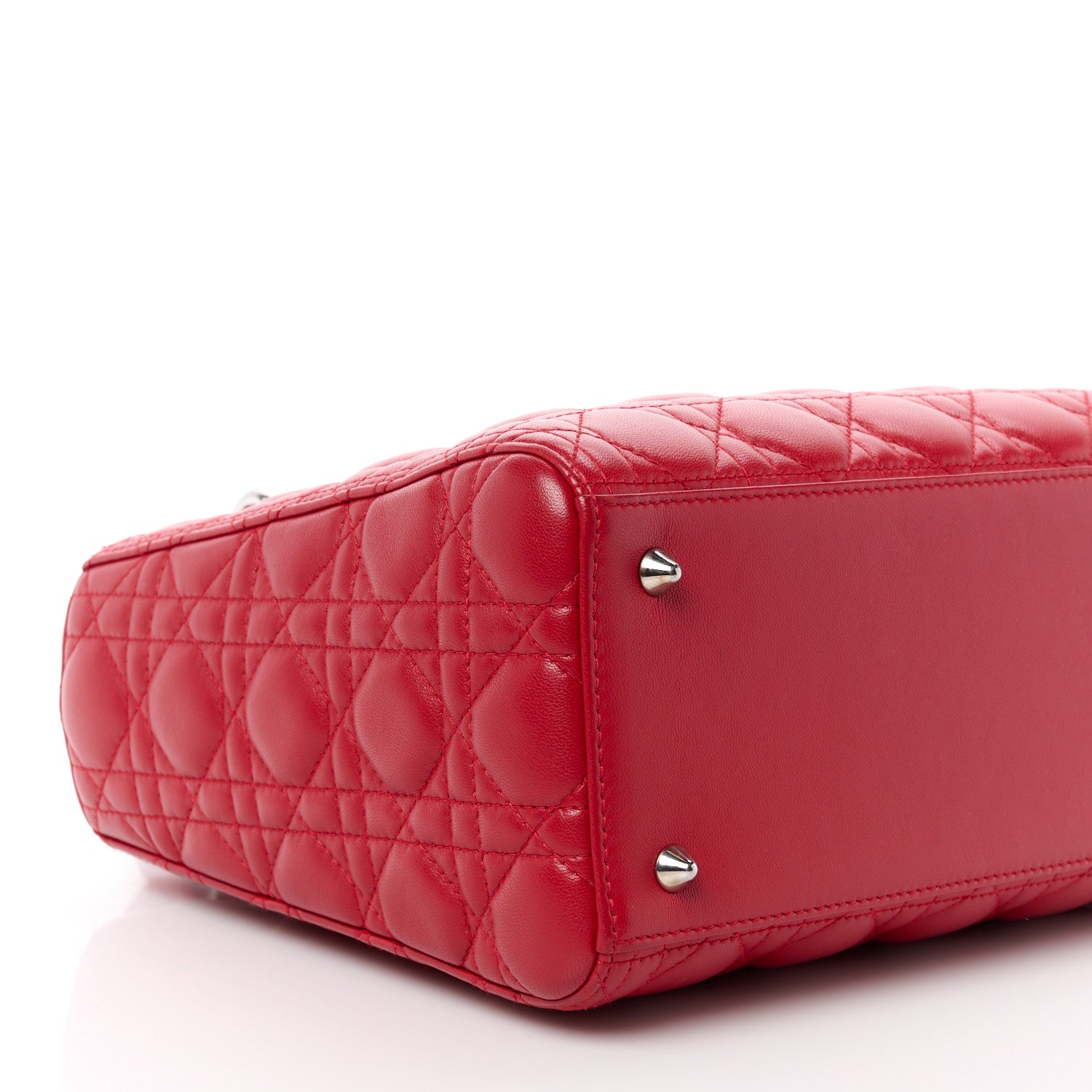 Christian Dior CHRISTIAN DIOR Lambskin Cannage Medium Lady Dior Red 11 of 13