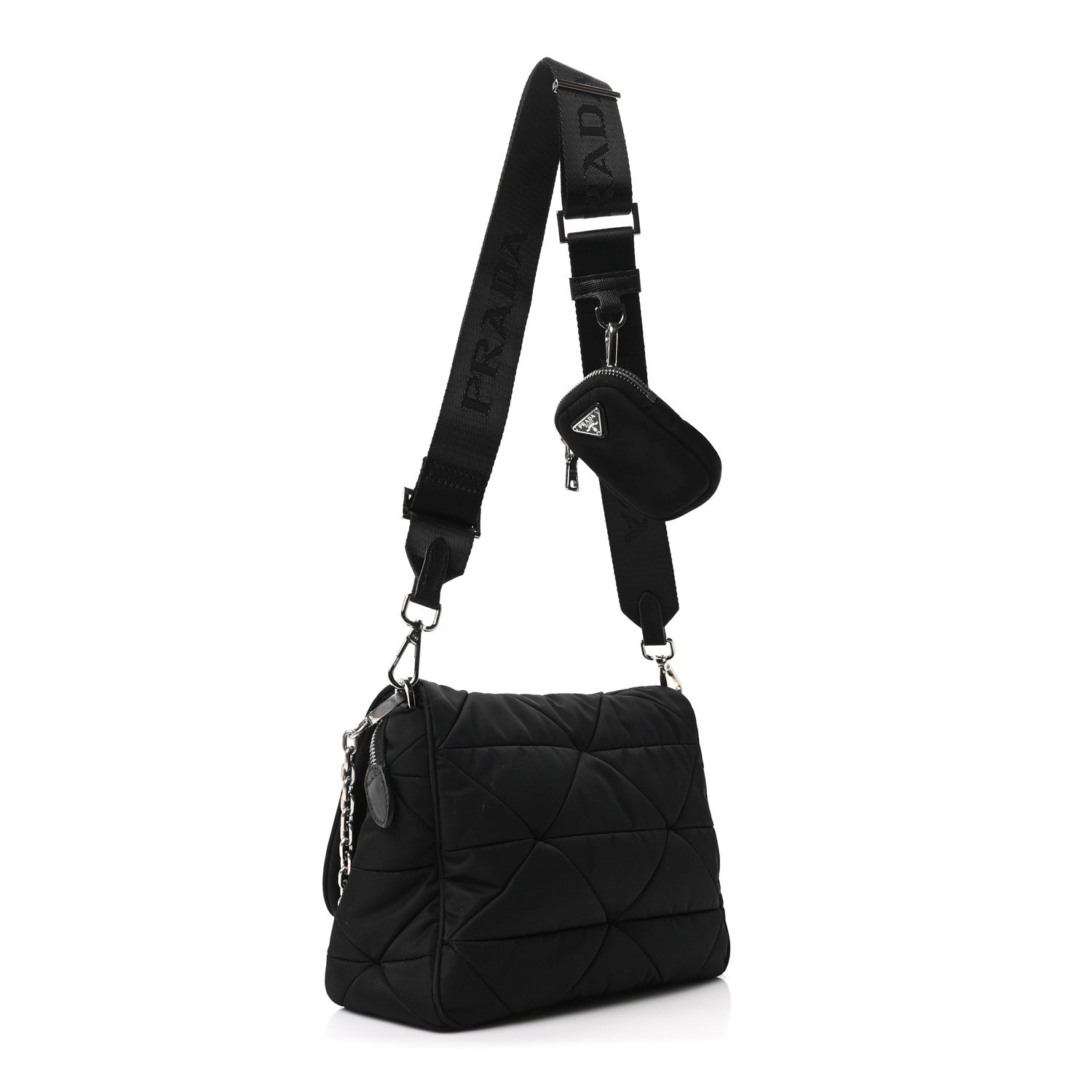 Prada Re-Nylon Quilted Padded Flap Shoulder Bag Black 3 of 10