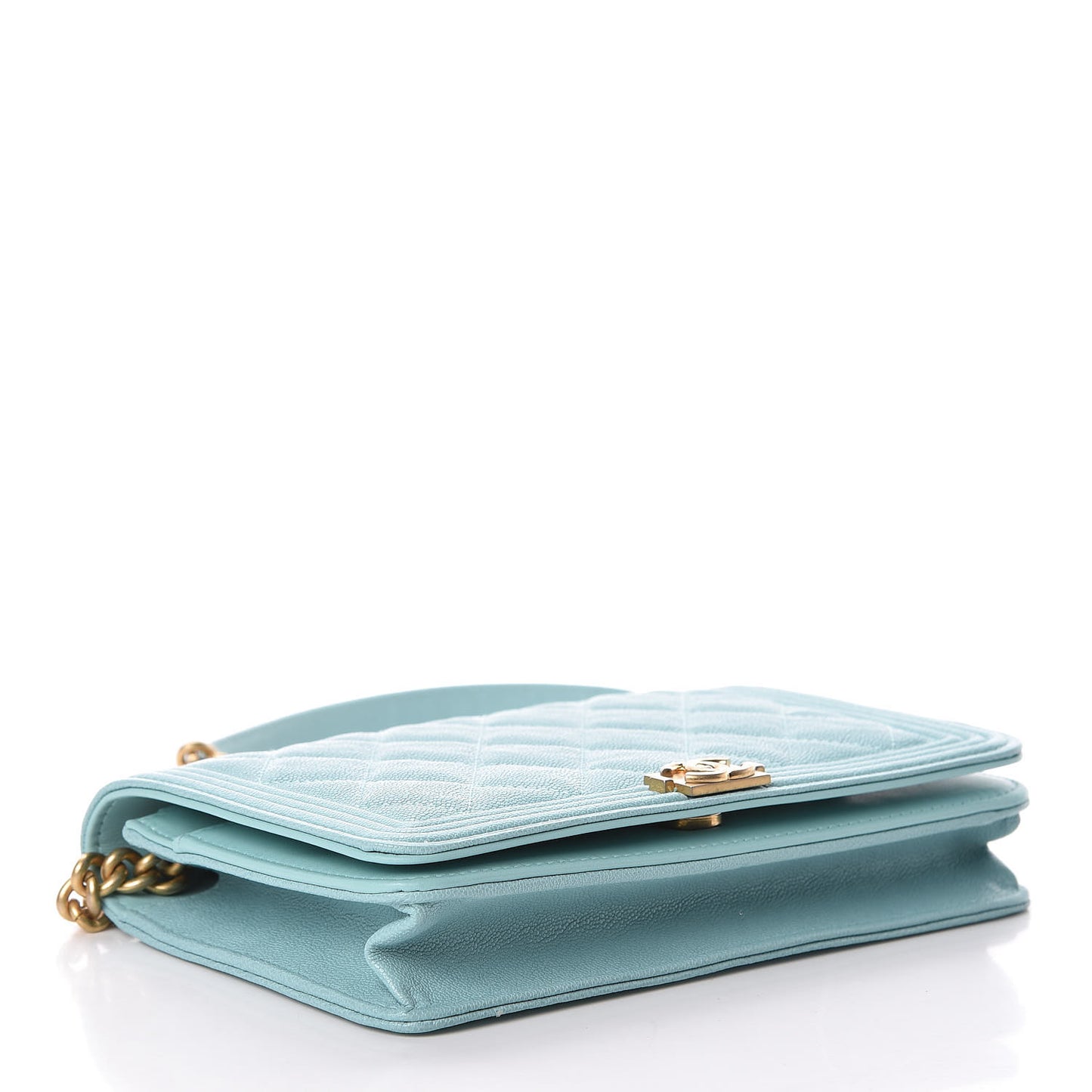 Caviar Quilted Boy Wallet On Chain WOC Light Blue
