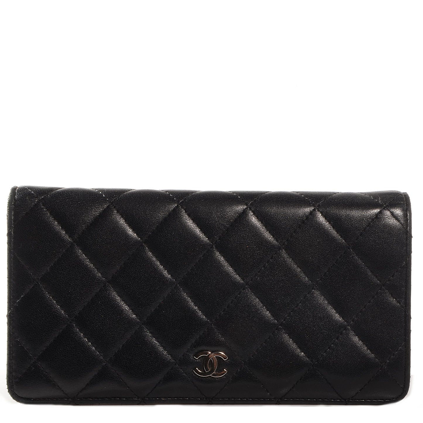 Lambskin Quilted Yen Wallet Black