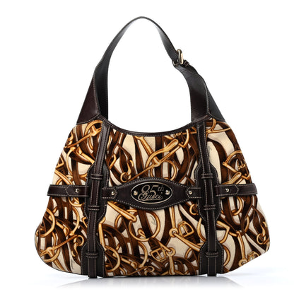 Gucci Velvet Large Horsebit 85th Anniversary Hobo Brown 1 of 4