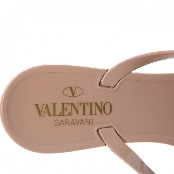 Valentino Garavani PVC Jelly Rockstud Bow Thong Sandals 38 Poudre 9 of 10