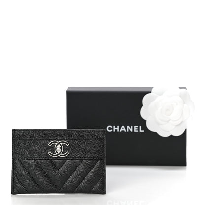 Chanel Caviar Chevron Quilted Vintage Mademoiselle Card Holder Black 12 of 12