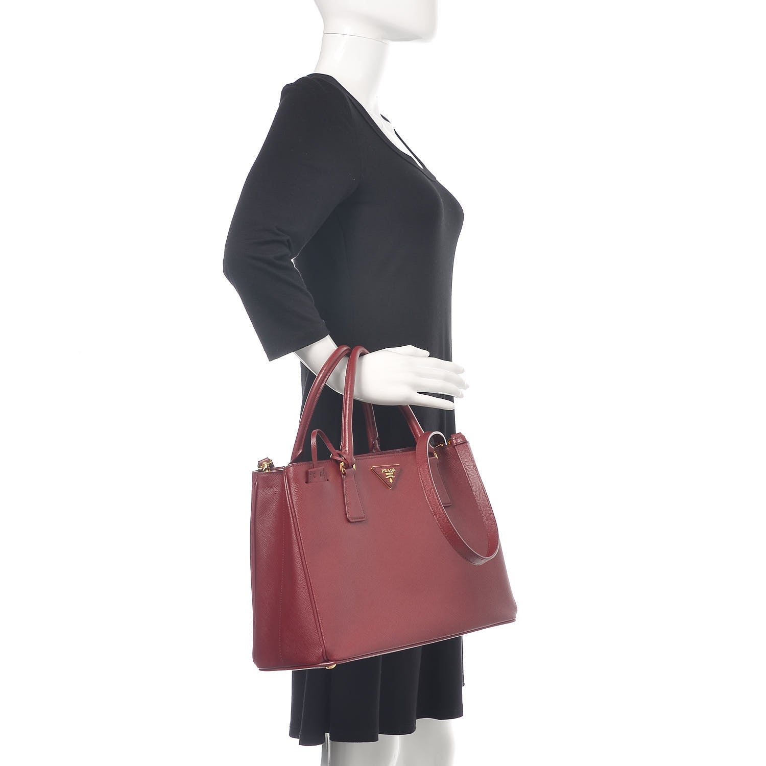 Prada Saffiano Lux Medium Tote Cherry 2 of 12
