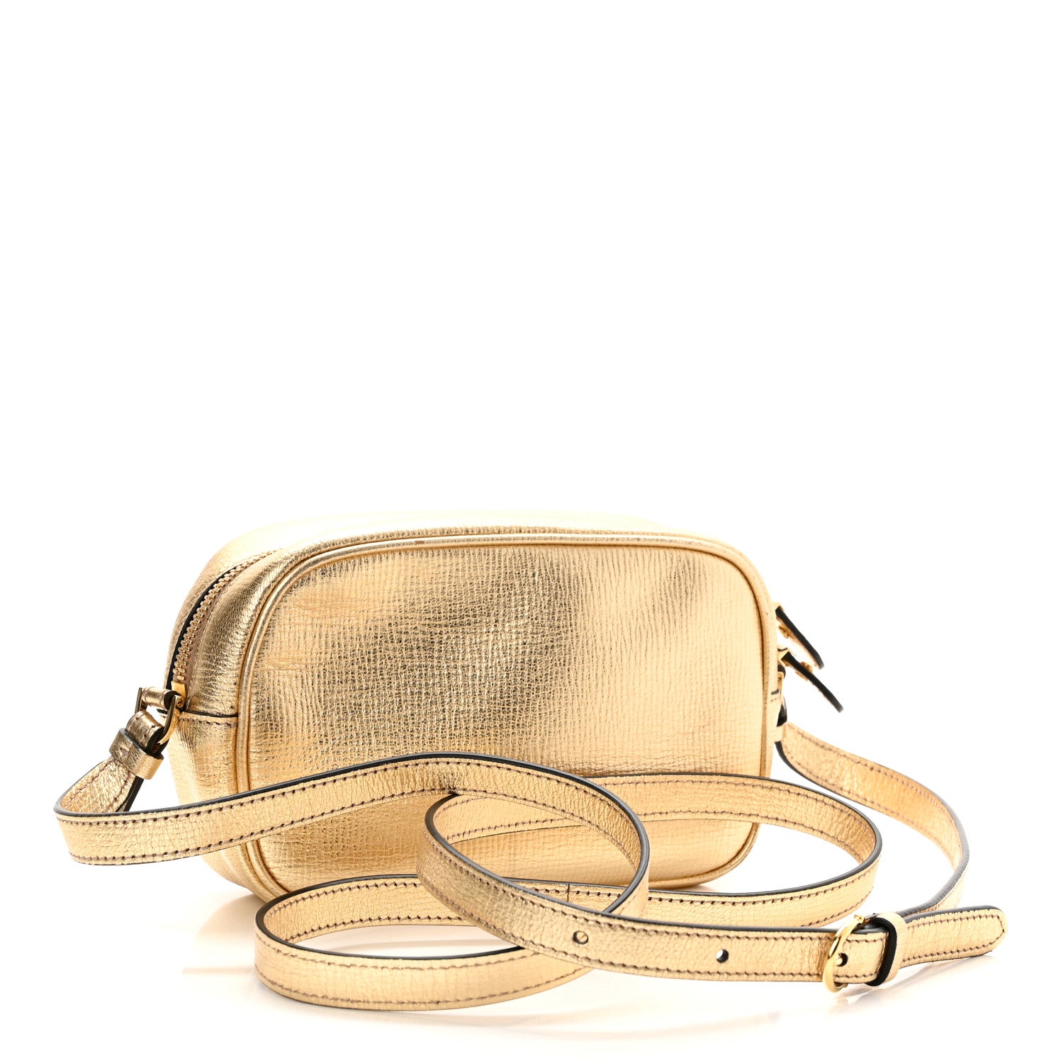 Salvatore Ferragamo Metallic Calfskin City Goncho Crossbody Camera Bag Gold 3 of 11