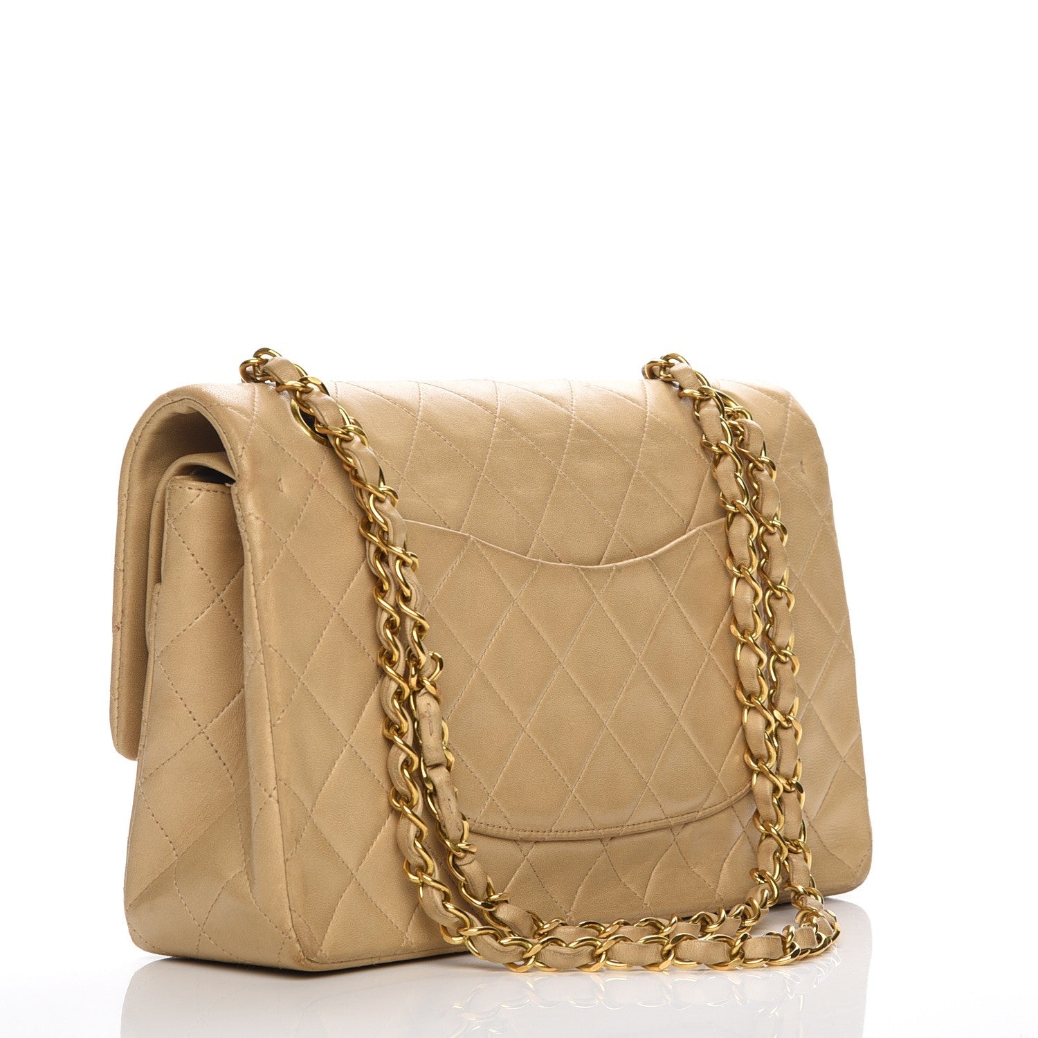 Chanel Lambskin Quilted Medium Double Flap Beige 3 of 10