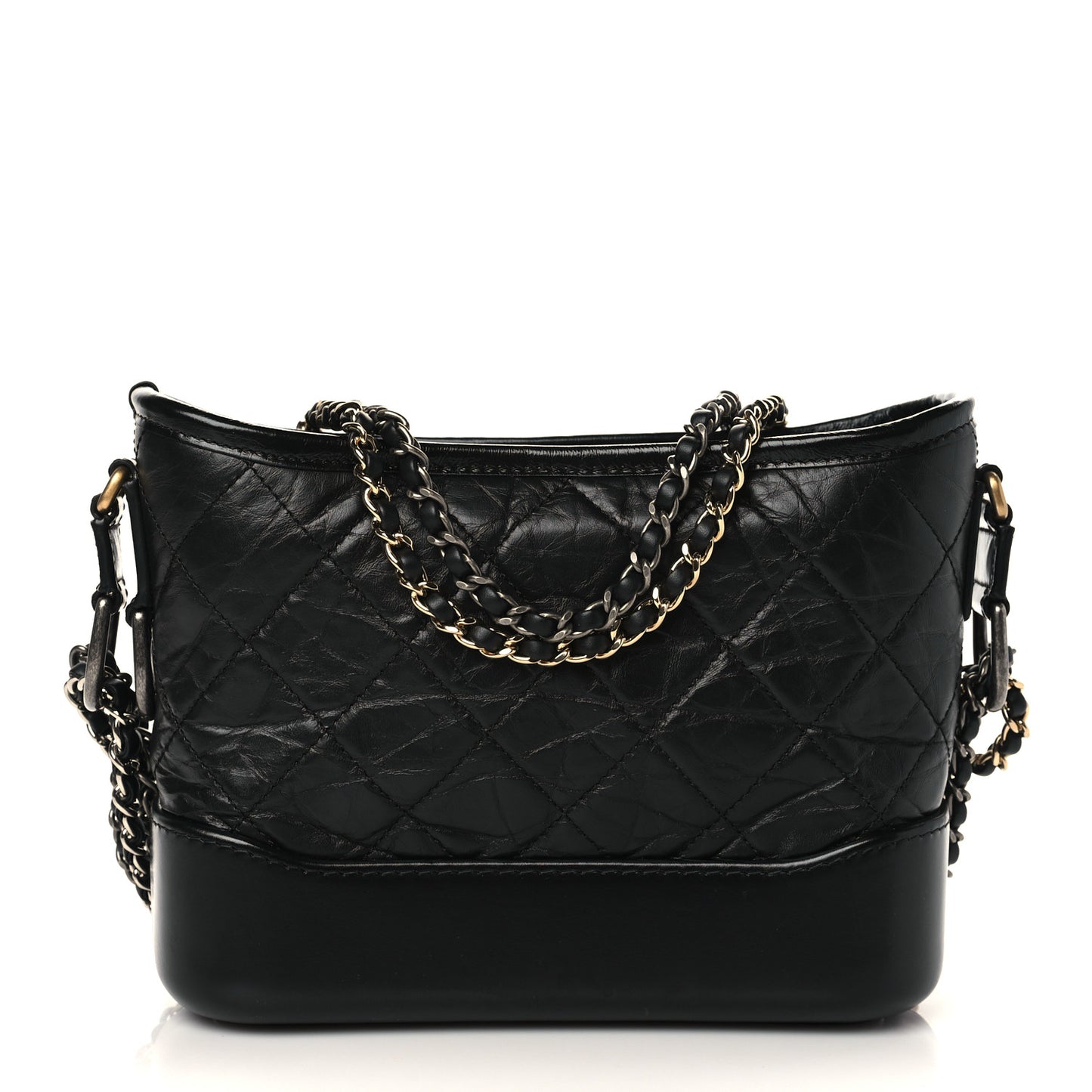 Aged Calfskin Quilted Small Gabrielle Hobo Black