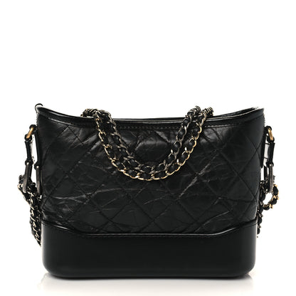 Chanel Aged Calfskin Quilted Small Gabrielle Hobo Black 1 of 8