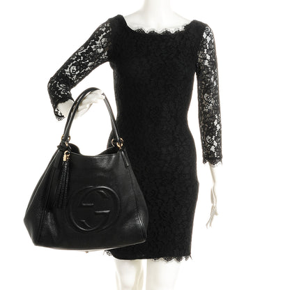 Gucci Pebbled Calfskin Medium Soho Shoulder Bag Black 2 of 9