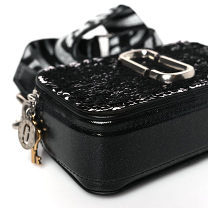 Marc Jacobs Calfskin Sequin Snapshot Camera Bag Black 9 of 10