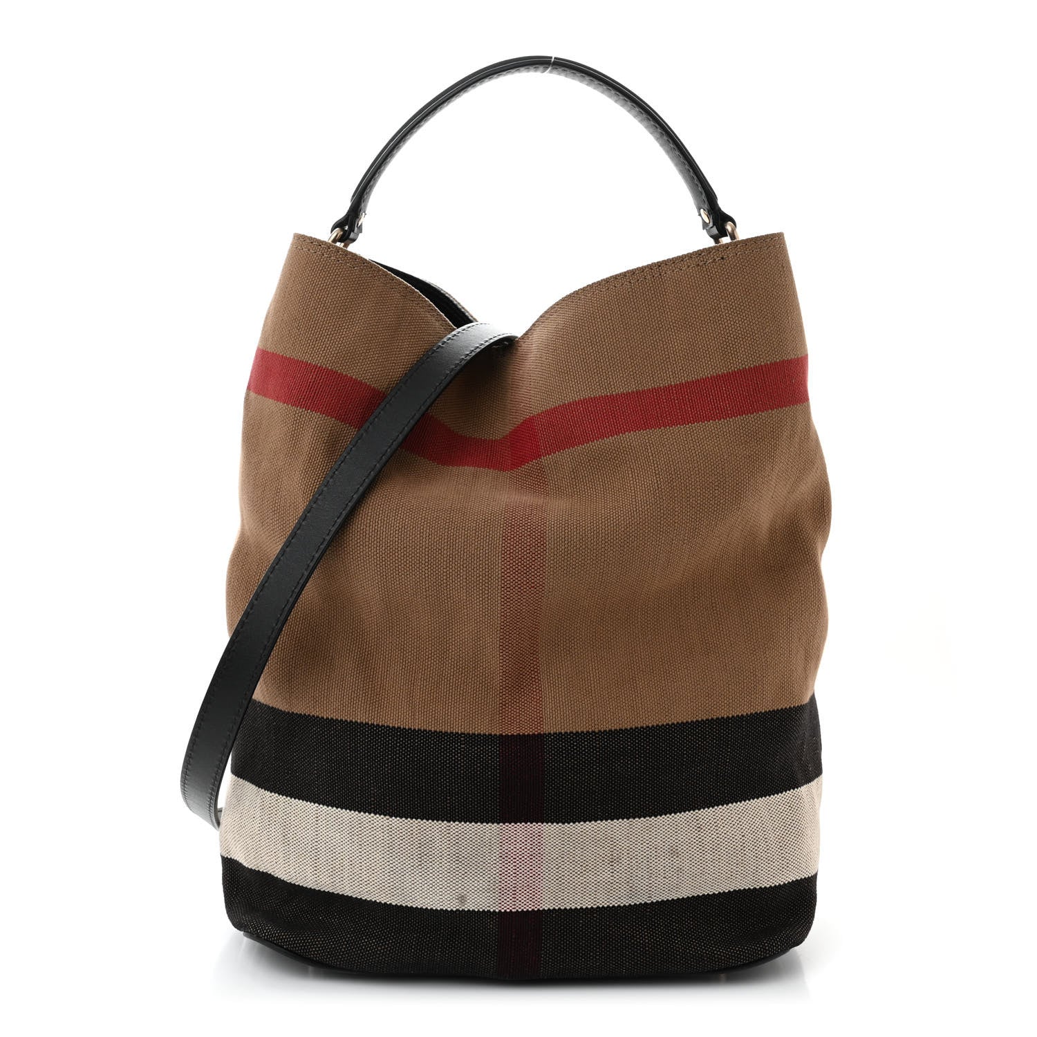 Burberry Canvas Mega Check Medium Ashby Hobo Black 1 of 13