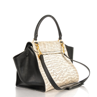Celine Whipsnake Calfskin Medium Trapeze White Black 3 of 10