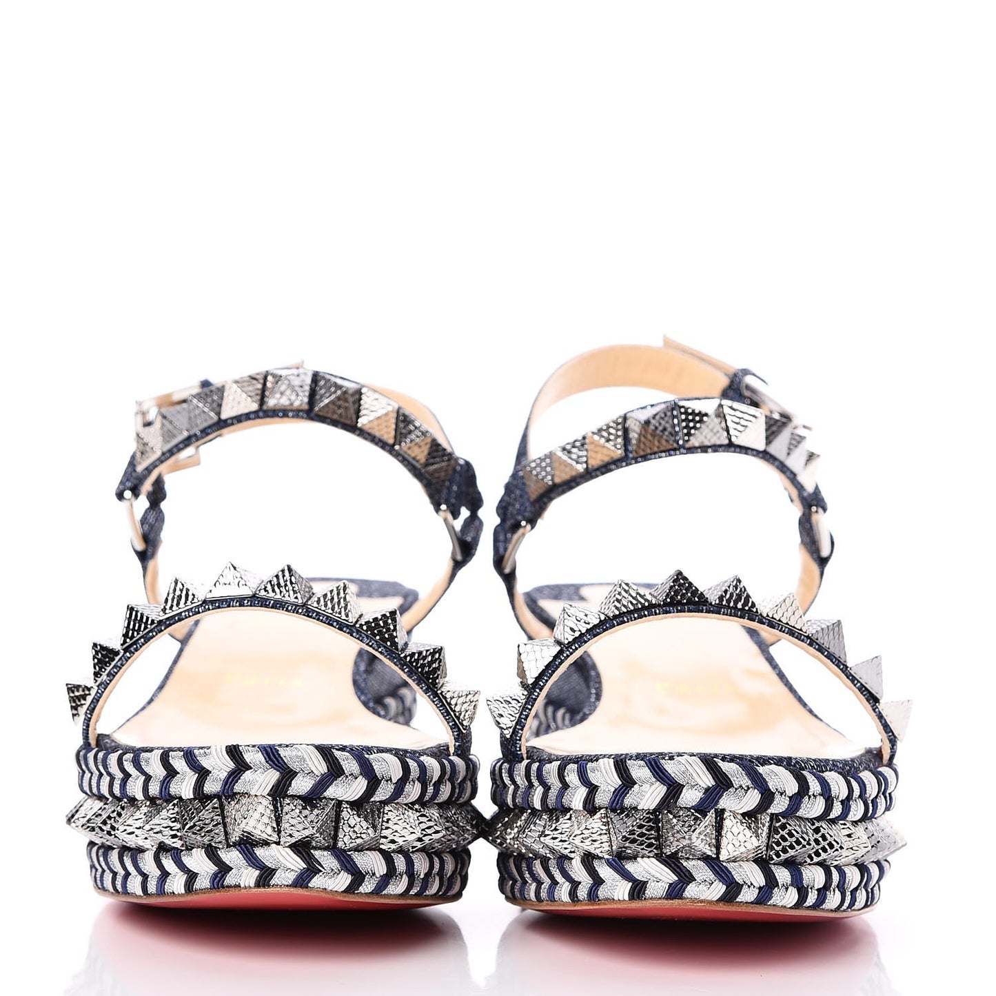 Lame Lux Pyraclou 60 Platform Sandals 40 Denim
