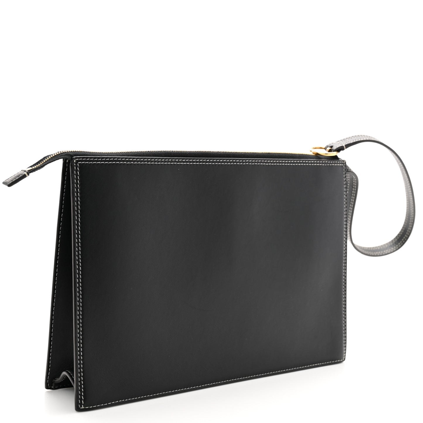 Smooth Calfskin Ring Clutch Black