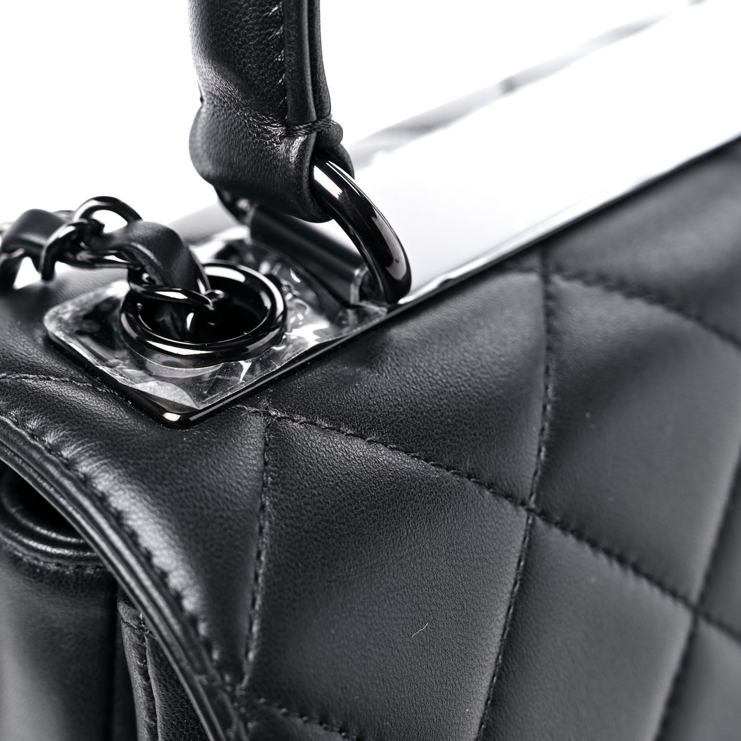 Lambskin Quilted Small Trendy CC Dual Handle Flap Bag So Black
