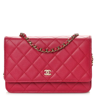 Chanel Caviar Quilted Wallet on Chain WOC Dark Pink 1 of 11