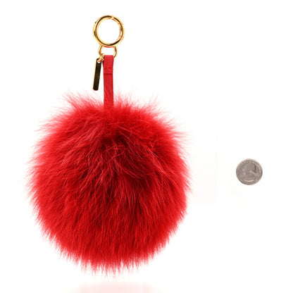 Fendi Fox Fur Shiny Nappa Heart Pom Pom Bag Charm Rosso Rosa 2 of 4