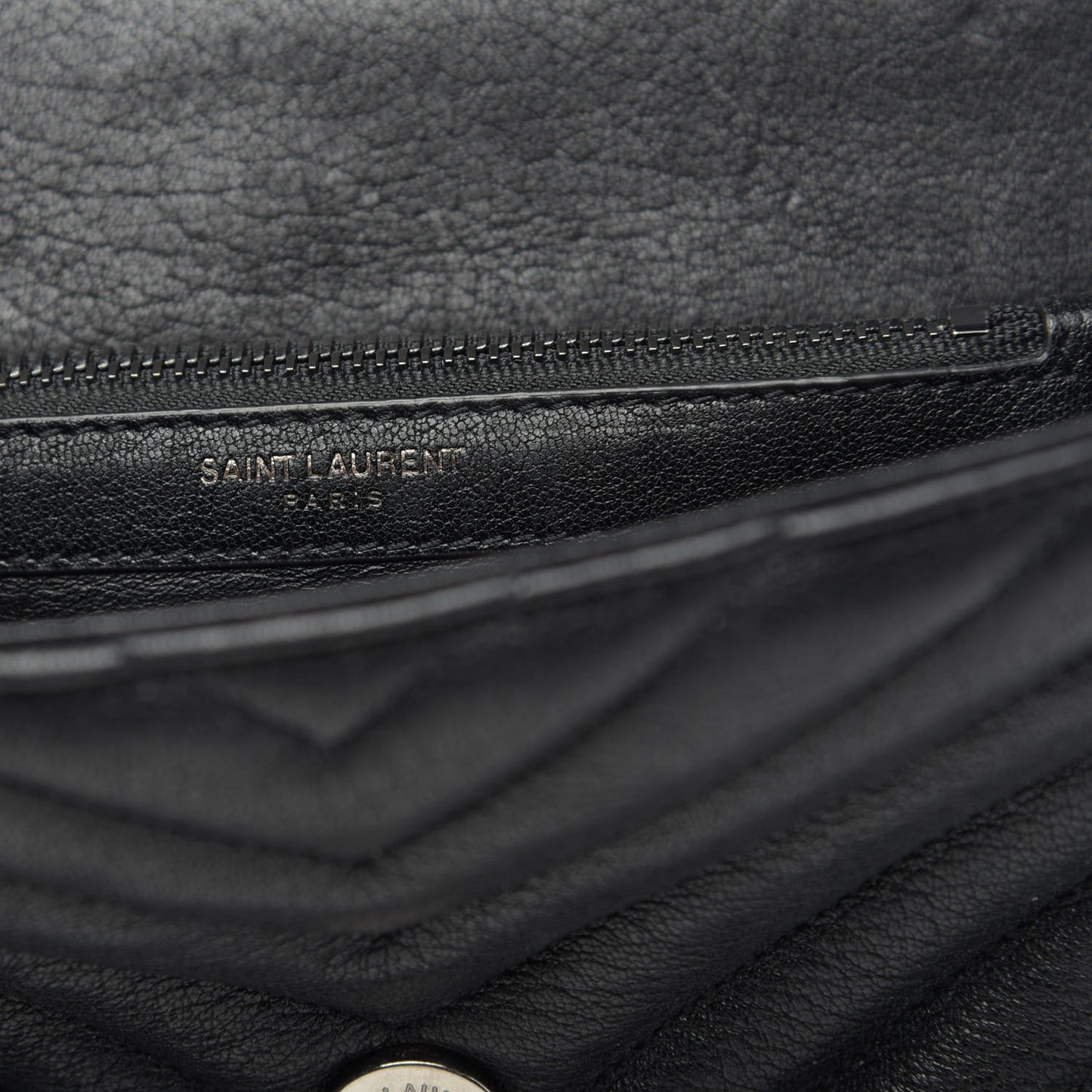 Sheepskin Matelasse Chevron Monogram Monochrome Medium College Bag Black