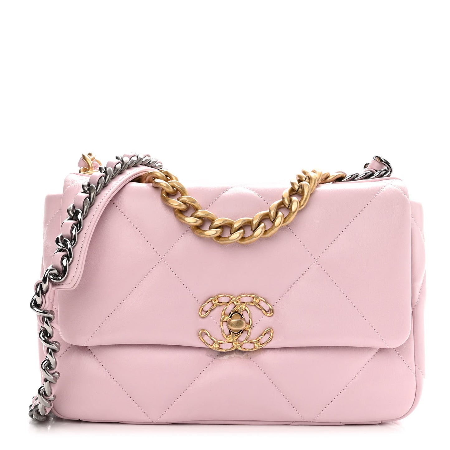 Lambskin Quilted Medium Chanel 19 Flap Light Pink