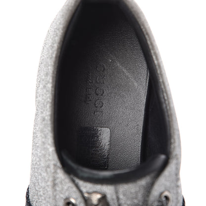 Gucci Glitter Fabric Studded Womens Web Sneakers 38.5 Silver 6 of 13