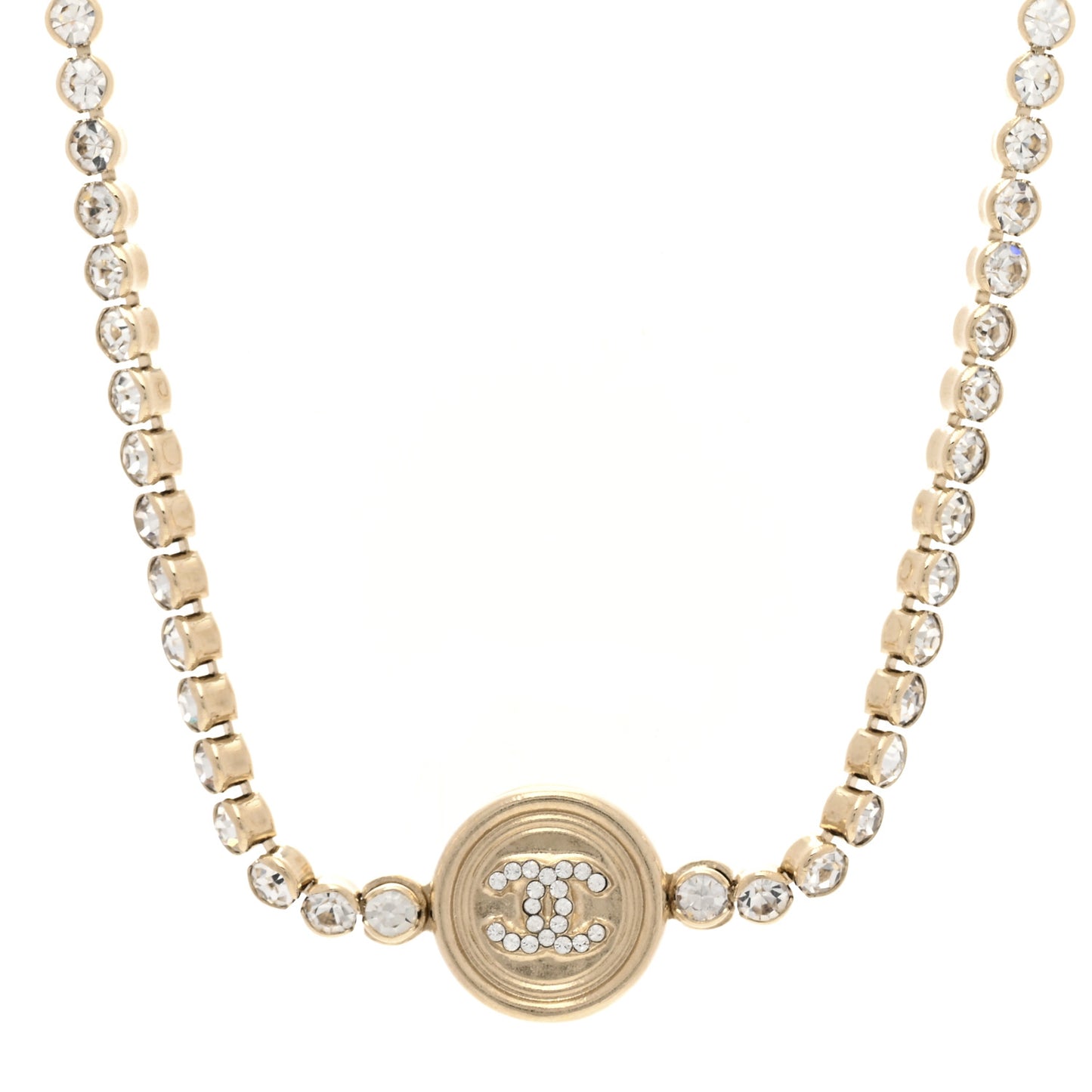 Crystal CC Chain Short Necklace Gold