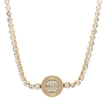Chanel Crystal CC Chain Short Necklace Gold 4 of 6