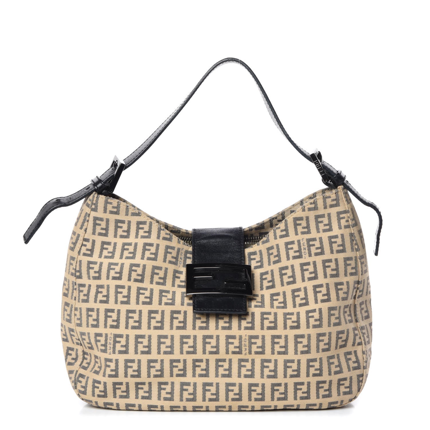 Fendi Zucchino Vitello Hobo Beige Black 1 of 12