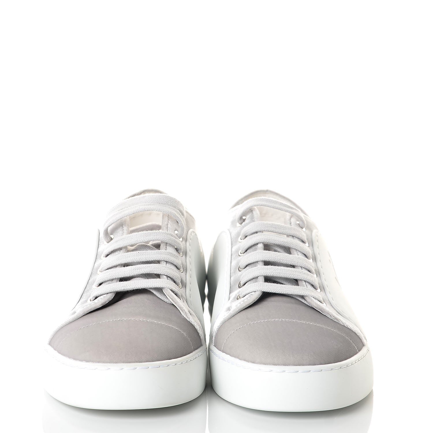 Chanel Calfskin Velvet Womens CC Sneakers 41.5 White Silver 2 of 9