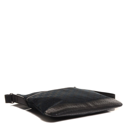Gucci Monogram Calfskin Perforated Medium Flat Messenger Bag Black 4 of 7