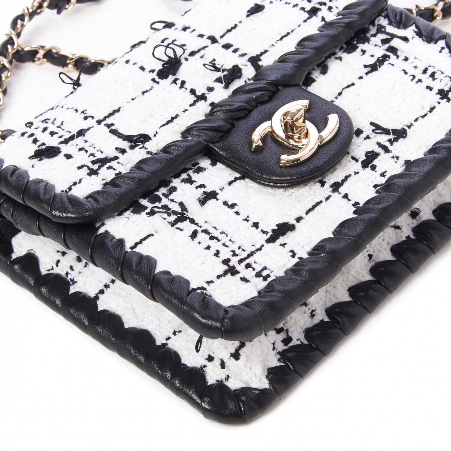 Chanel Tweed Braided Calfskin Mini My Own Frame Flap Grey Black 6 of 10