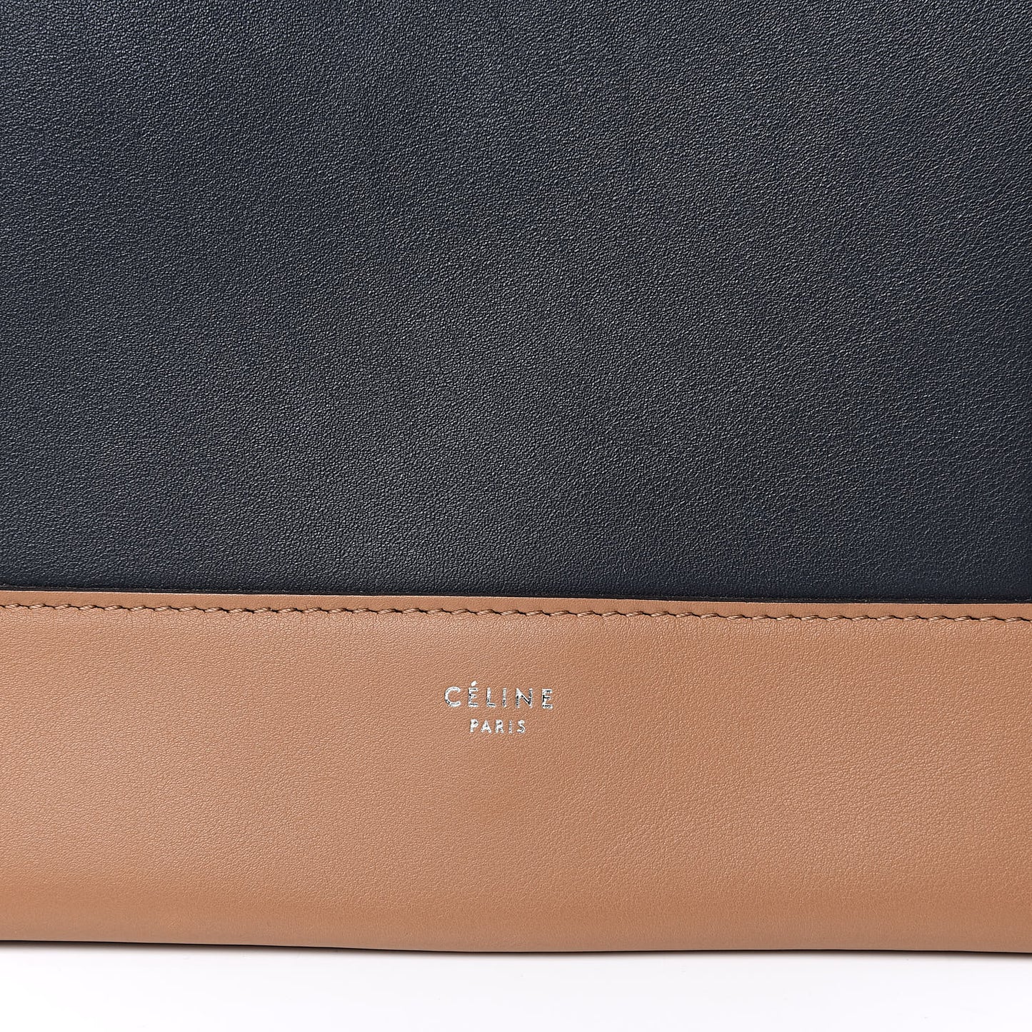 Shiny Smooth Calfskin Medium Frame Shoulder Bag Tan Black