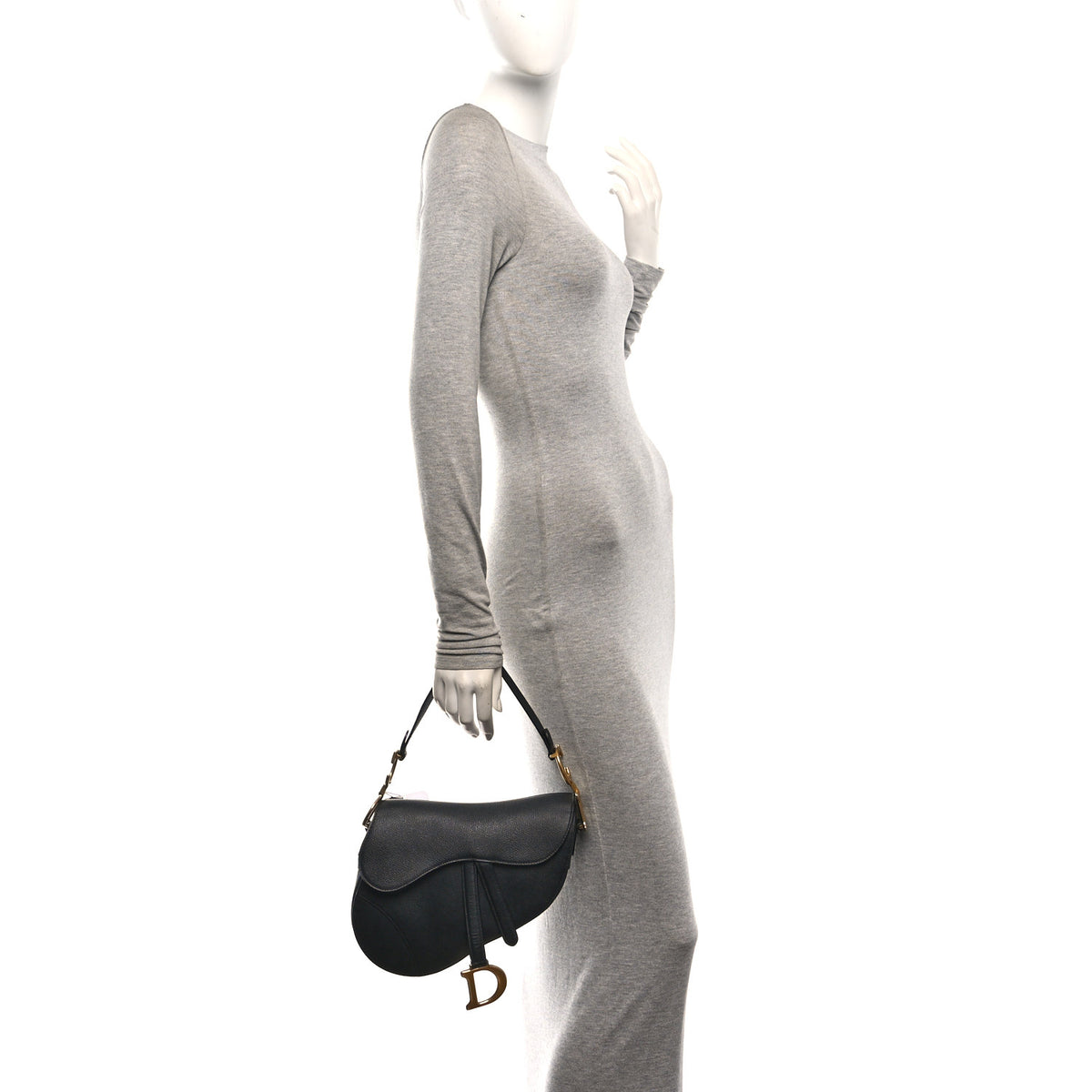 Grained Calfskin Saddle Bag Black