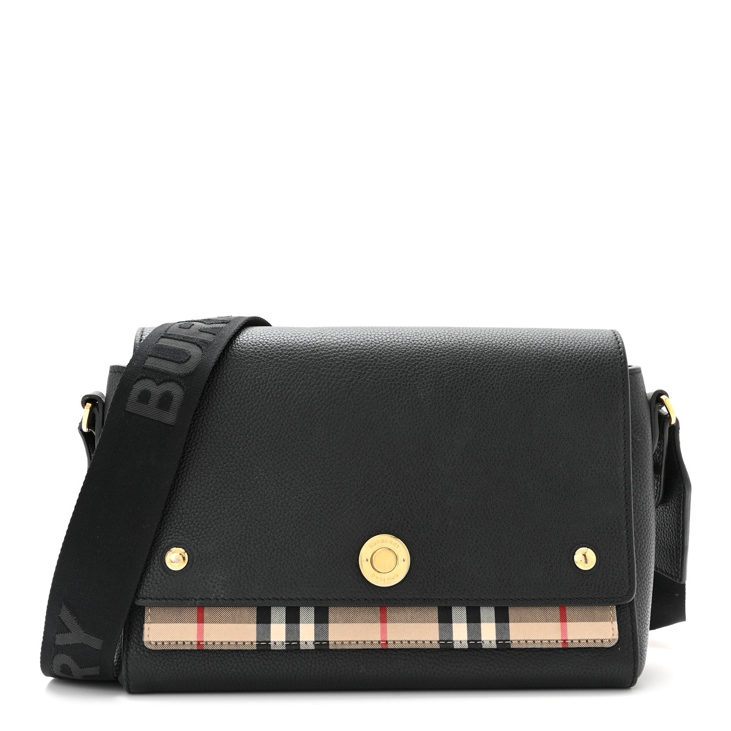 Burberry Grainy Calfskin Vintage Check Note Crossbody Bag Black 1 of 10