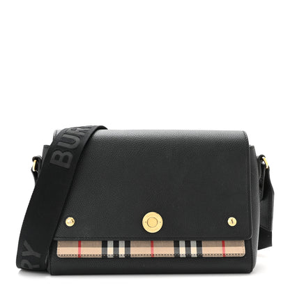 Burberry Grainy Calfskin Vintage Check Note Crossbody Bag Black 1 of 10